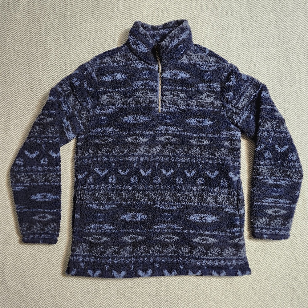 Alpine Sherpa Jacket - Mens Medium- 1/4 Zip Pullover- Fleece Sherpa - Blue
